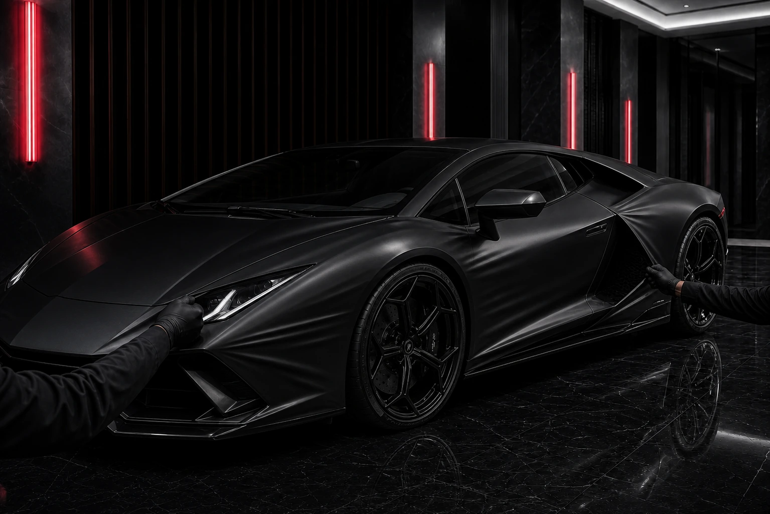 Premium Car Wrapping for a black exotic supercar by NUVOR